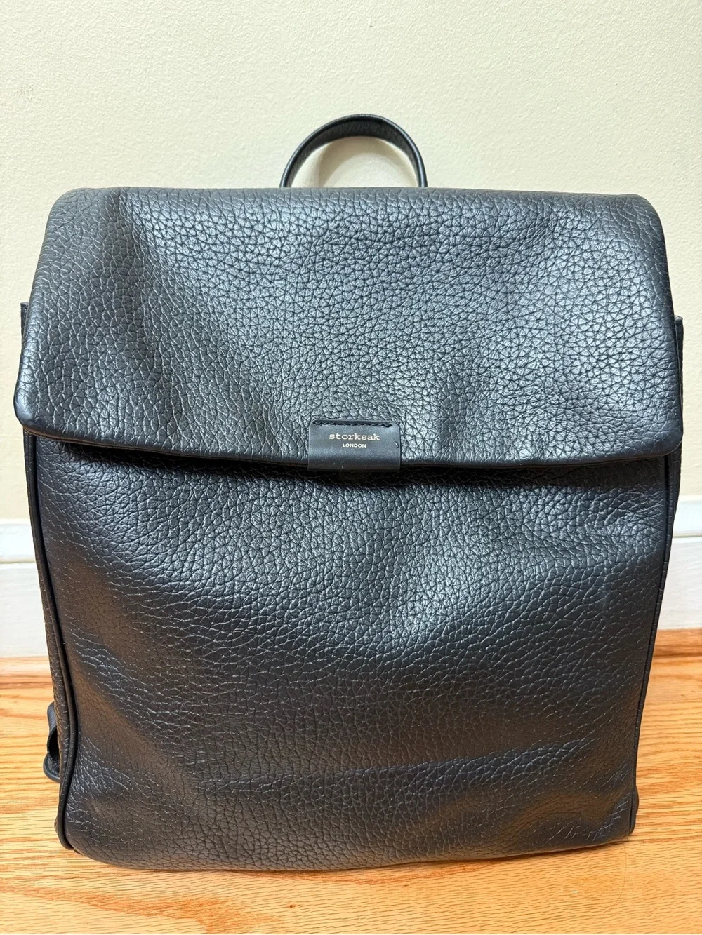 Storksak London Pebbled Leather Convertible Diaper Bag Backpack Maternity Baby